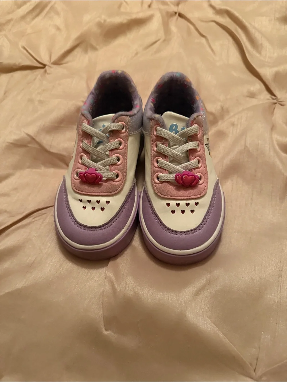 Bluey Ground up toddler Heart-Accent Sneakers in Pink, White and Lavender
